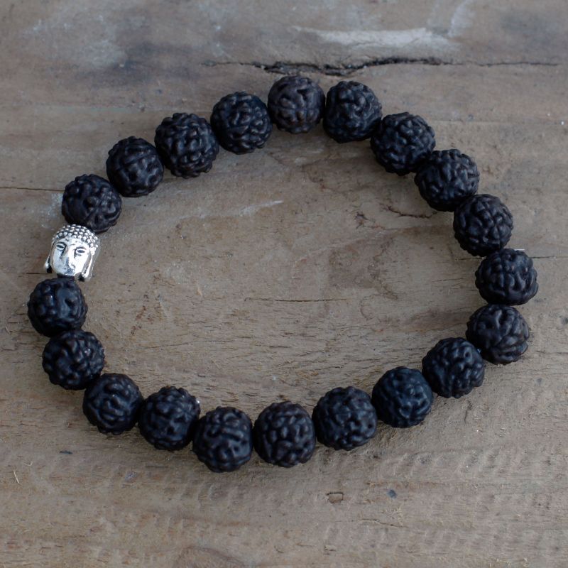 Mala Rudraksha  Bracelet Bouddha-Noir