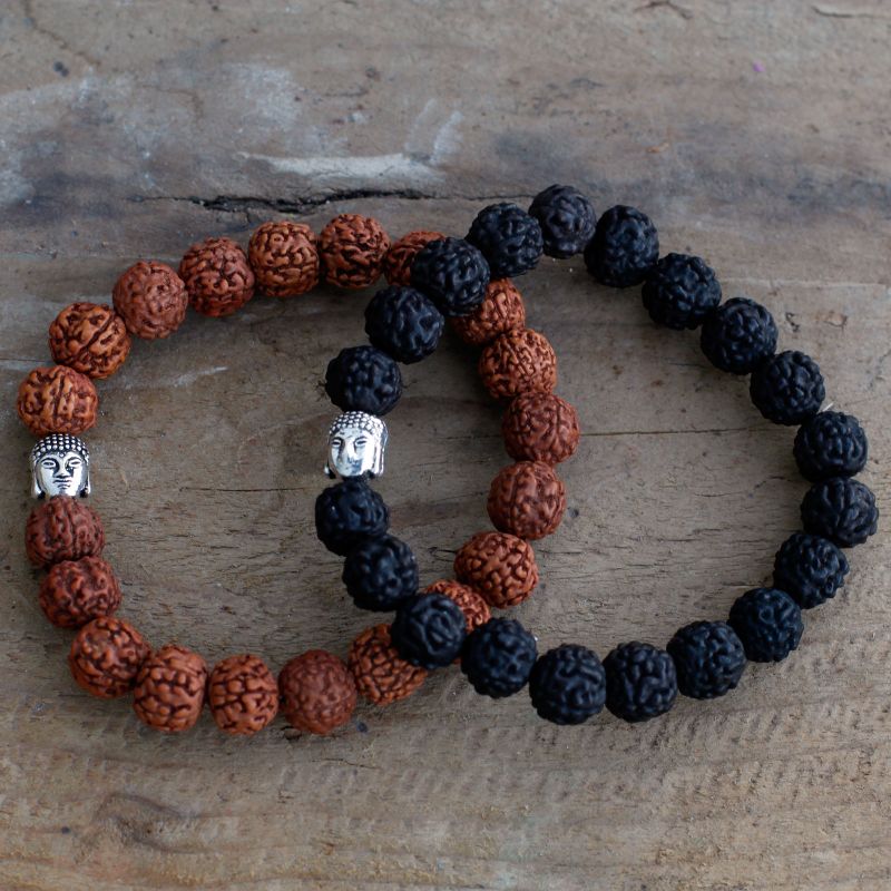 Mala Rudraksha  Bracelet Bouddha-Noir
