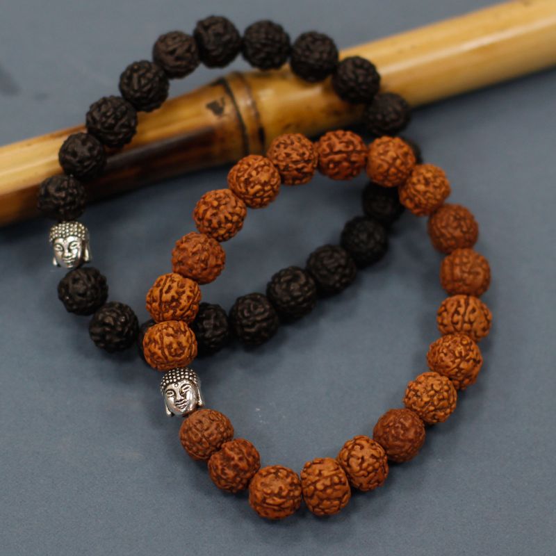 Mala Rudraksha  Bracelet Bouddha-Noir