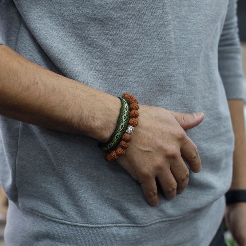 Mala Rudraksha Bracelet Bouddha-Marron