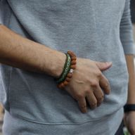 Mala Rudraksha Bracelet Bouddha-Marron
