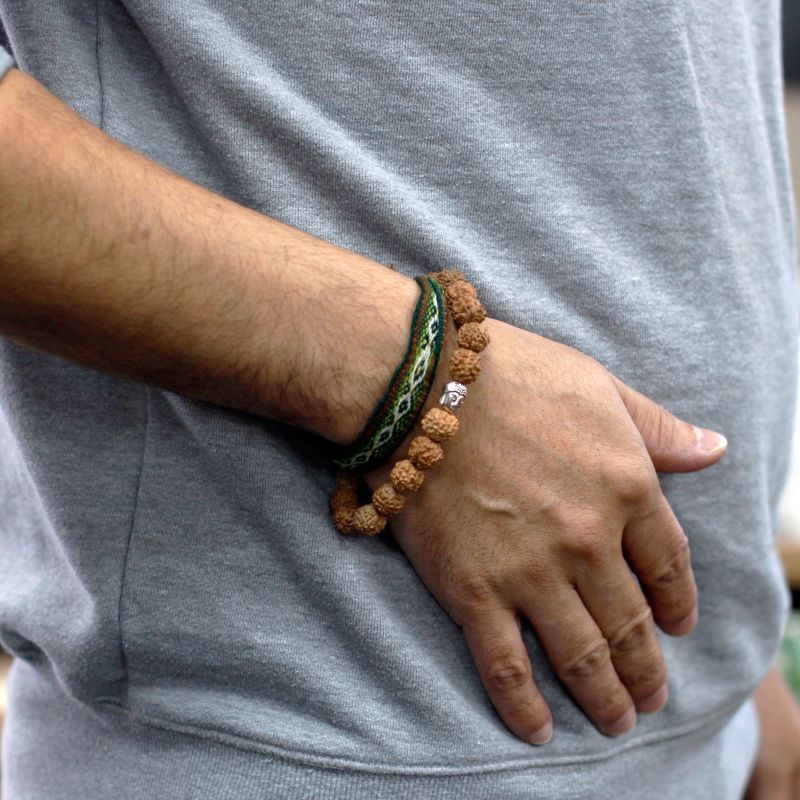 Mala Rudraksha Bracelet Bouddha-Naturel