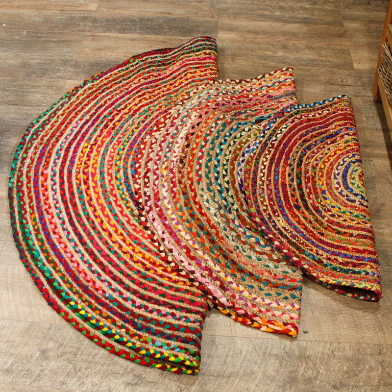Tapis Rond Jute et Coton Recyclé - Multi 150 cm