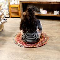 Tapis Rond Jute et Coton Recyclé - Multi 90 cm