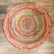 Tapis Rond Jute et Coton Recyclé - Multi 120 cm