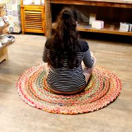 Tapis Rond Jute et Coton Recyclé - Multi 120 cm