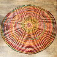 Tapis Rond Jute et Coton Recyclé - Multi 150 cm