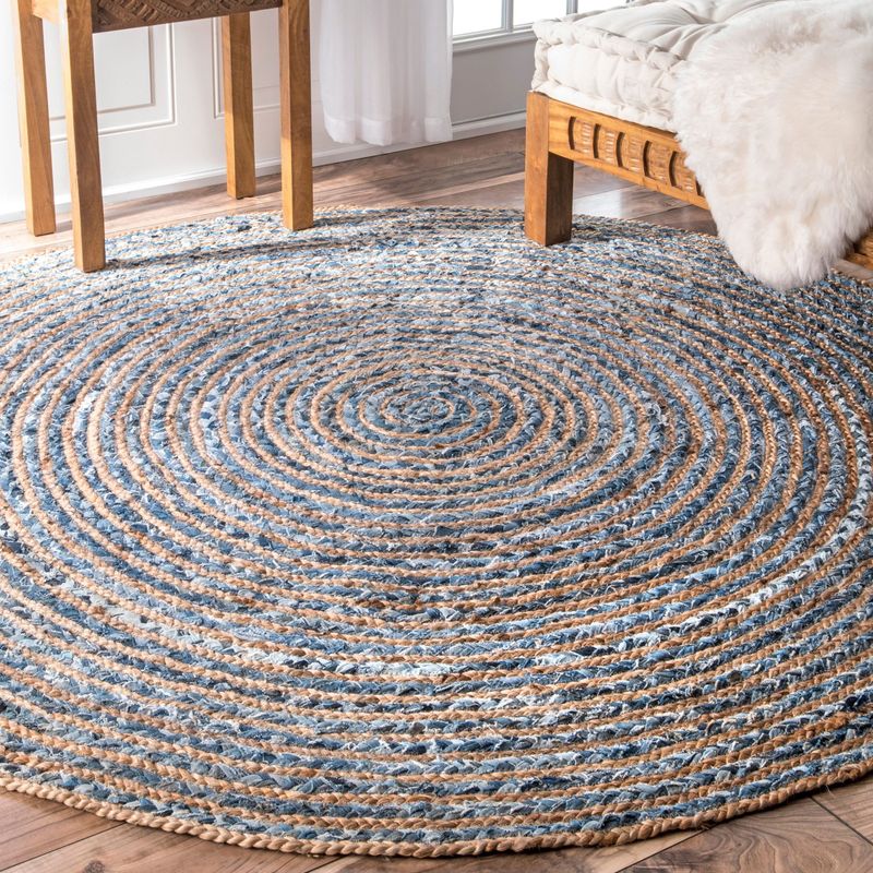 Tapis Rond Jute et Denim Recyclé - 150 cm