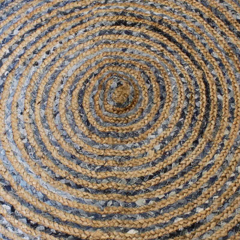 Tapis Rond Jute et Denim Recyclé - 90 cm