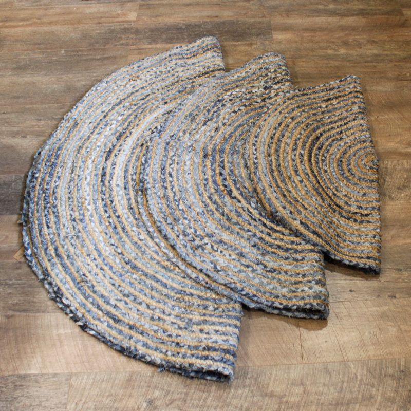 Tapis Rond Jute et Denim Recyclé - 150 cm