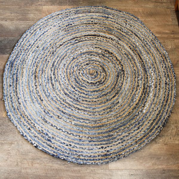 Tapis Rond Jute et Denim Recyclé - 150 cm