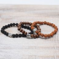 Bracelet Bouddah Perles de Bois Sombre