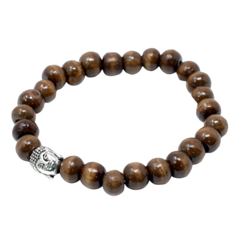 Bracelet Perles Marron & Buddah
