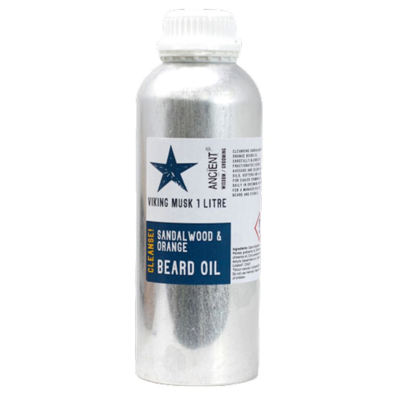 1 litre d'huile à barbe - Viking Musk - Nettoie !