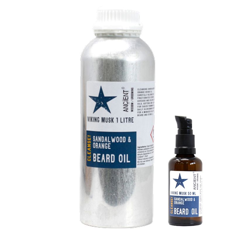 1 litre d'huile à barbe - Viking Musk - Nettoie !