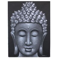 Tableau Bouddha - Détails Brocart Gris