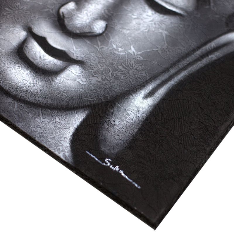 Tableau Bouddha - Détails Brocart Gris