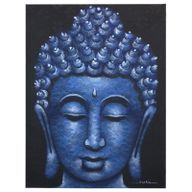 Tableau Bouddha - Détails Brocart Bleu