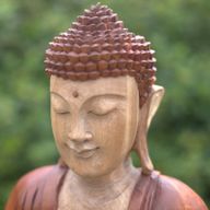 Statue Bouddha Sculptée Main 30cm - Pensif