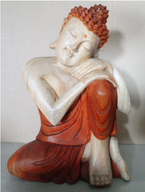 Statue Bouddha Sculptée Main 30cm - Pensif