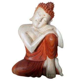 Statue Bouddha Sculptée Main 30cm - Pensif