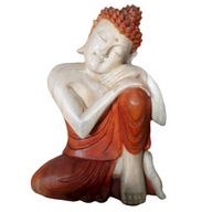 Statue Bouddha Sculptée Main 30cm - Pensif