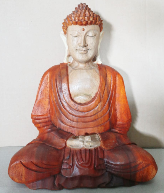 Statue Bouddha Sculptée Main 30cm - Mains Jointes
