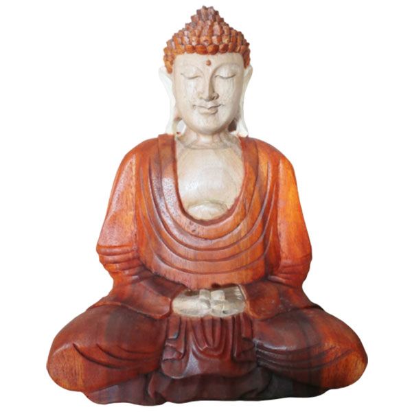 Statue Bouddha Sculptée Main 30cm - Mains Jointes