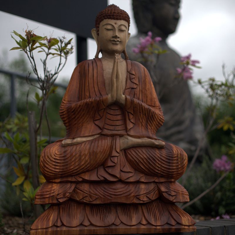 Statue Bouddha Sculptée Main 80cm - Accueil