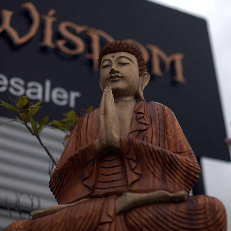 Statue Bouddha Sculptée Main 80cm - Accueil