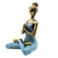 Figurine Yoga Femme - Bronze & Turquoise 24cm