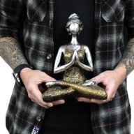 Figurine Yoga Femme -Bronze & Noir 24cm