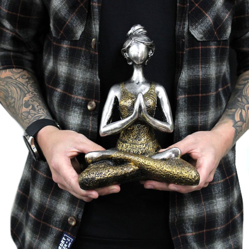 Figurine Yoga Femme -Bronze & Noir 24cm