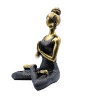 Figurine Yoga Femme -Bronze & Noir 24cm