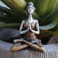 Figurine Yoga Femme -Argent & Or 24cm