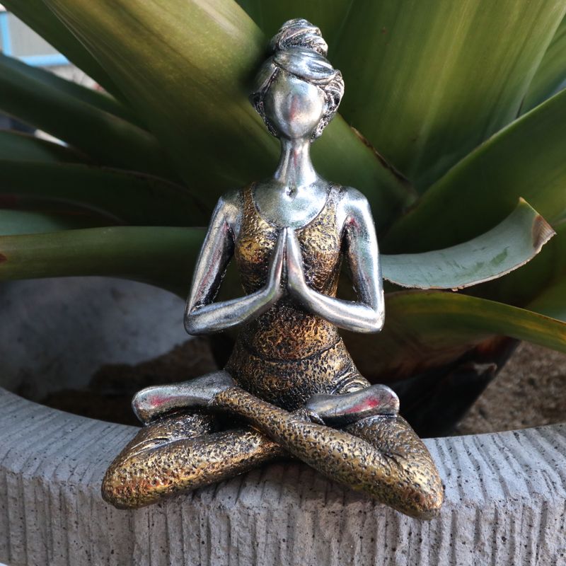 Figurine Yoga Femme -Argent & Or 24cm