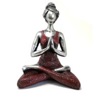 Figurine Yoga Femme - Bordeaux & Argent 24cm