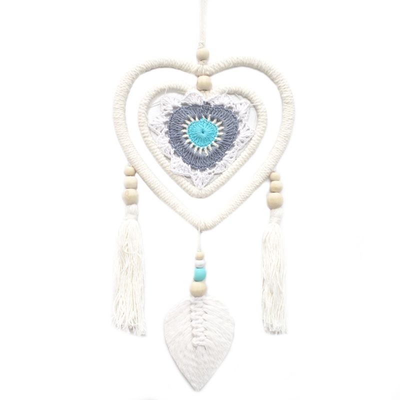 Attrape-Rêves Naturels - Coeur Bleu Moyen en Coeur