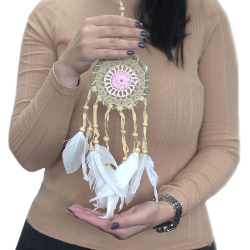 Attrape-rêves en macramé bleu pastel 9cm (couleurs assorties)