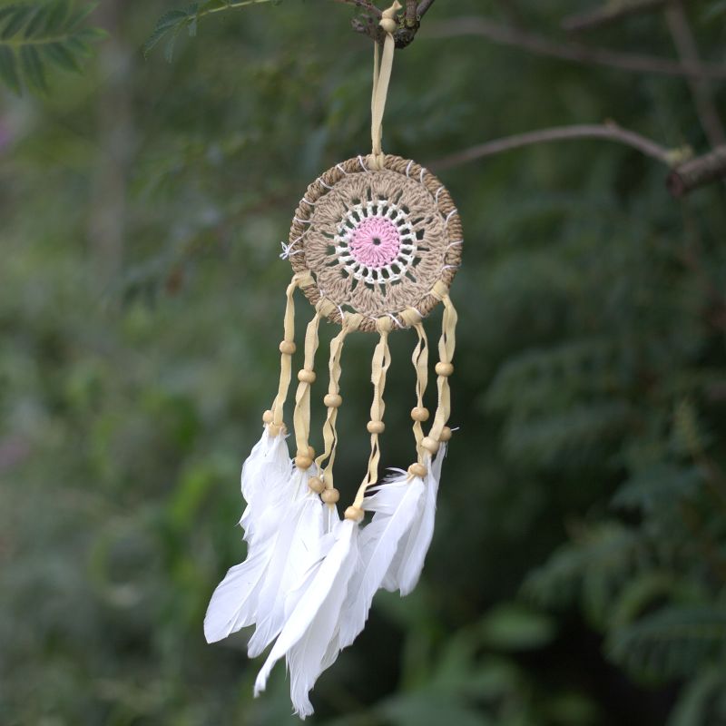 Attrape-rêves en macramé rose pastel 9cm (couleurs assorties)