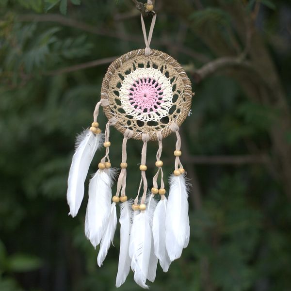 Attrape-rêves en macramé rose pastel 12cm (couleurs assorties)