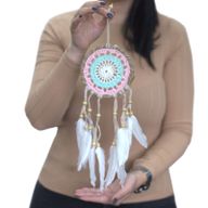Attrape-rêves en macramé rose pastel 12cm (couleurs assorties)