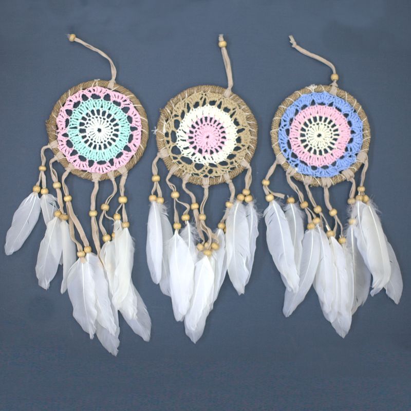 Attrape-rêves en macramé rose pastel 12cm (couleurs assorties)
