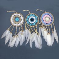 Attrape-rêves en macramé bleu pastel 12cm (couleurs assorties)