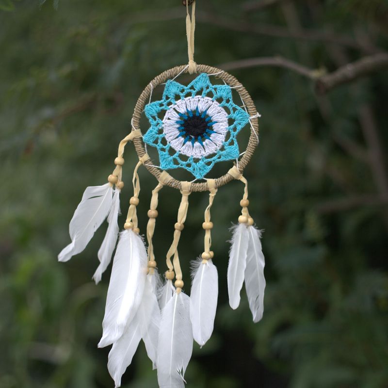Attrape-rêves en macramé bleu pastel 12cm (couleurs assorties)