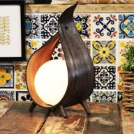 Lampe Naturelle en Noix de Coco - Enveloppe Torsion Chocolat