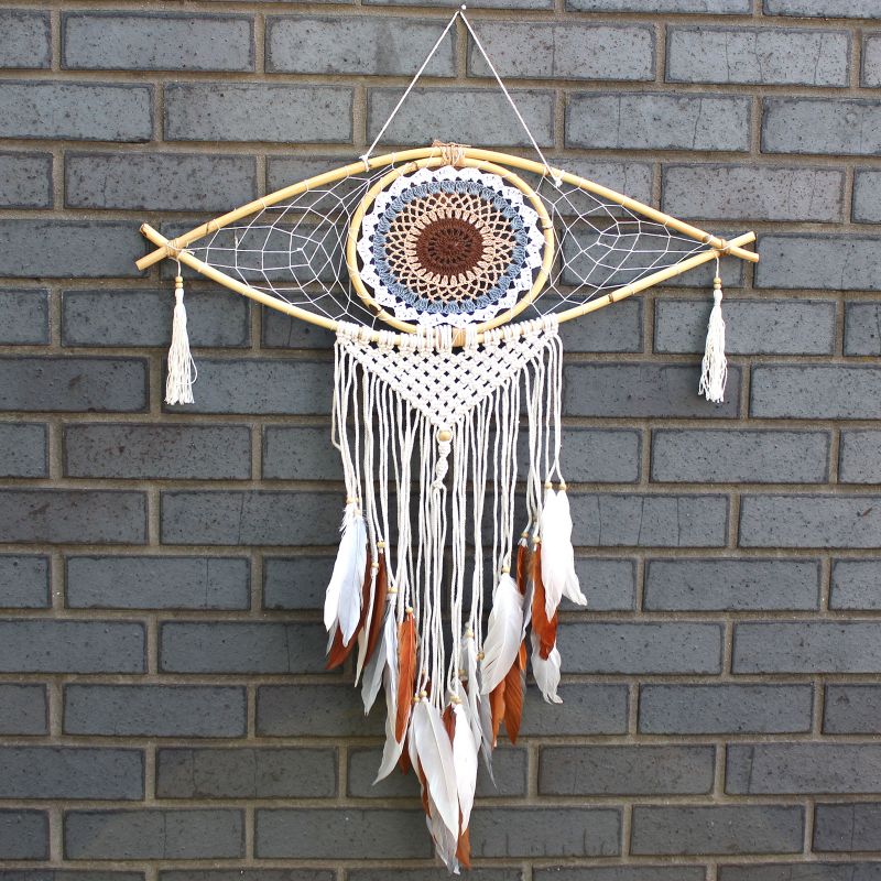 Attrape-Rêve Protection - Grand Œil Macramé Marron