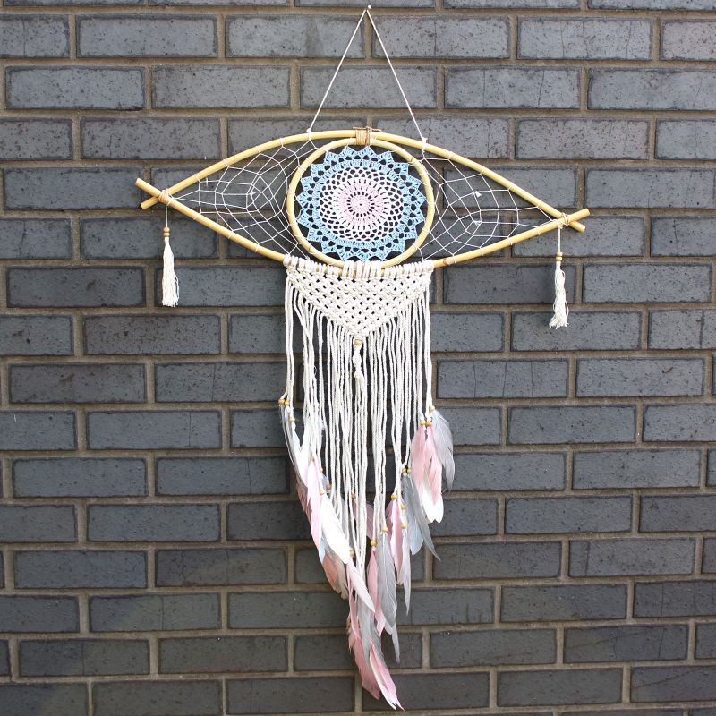 Attrape-Rêve Protection - Grand Œil Macramé Rose