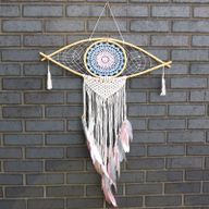 Attrape-Rêve Protection - Grand Œil Macramé Rose