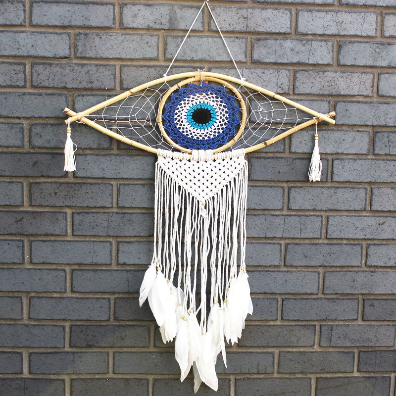 Attrape-Rêve Protection - Grand Œil Macramé Noir